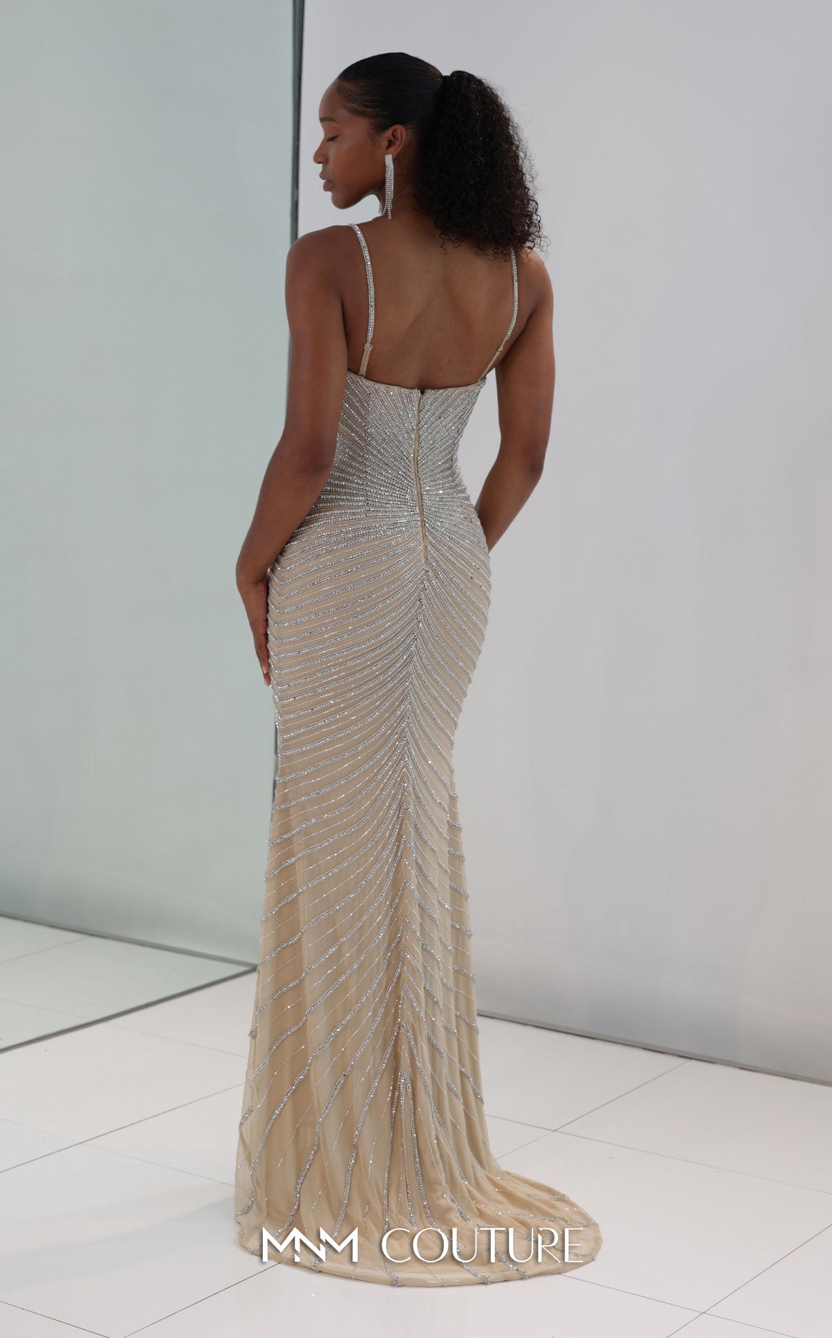 Prom Dresses Long Formal Mermaid Beaded Prom Dress MNM Couture M1191 Silver