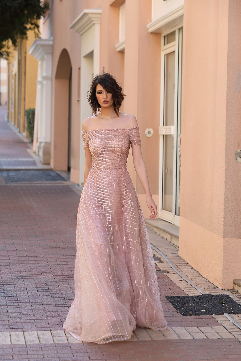 Formal Dresses Prom Long Formal A Line Evening Dress Blush