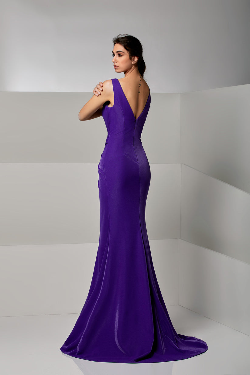 Prom Dresses Long Slit Formal Pleated Prom Dress Purple Reign