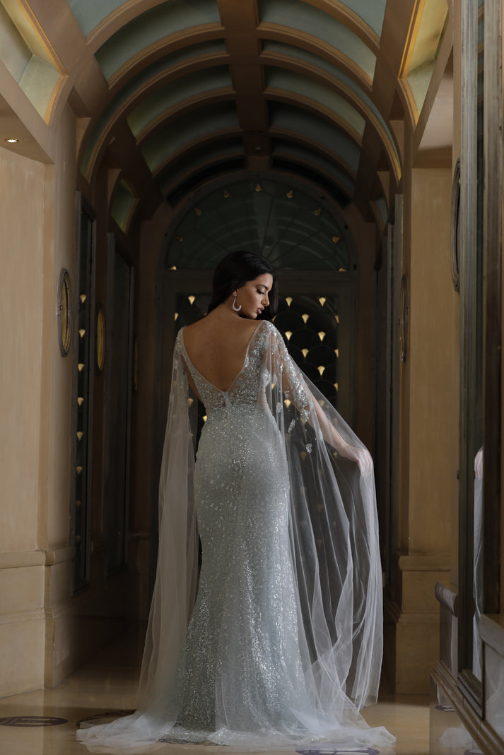 Prom Dresses Fitted Prom Long Formal Mermaid Dress Sky Light