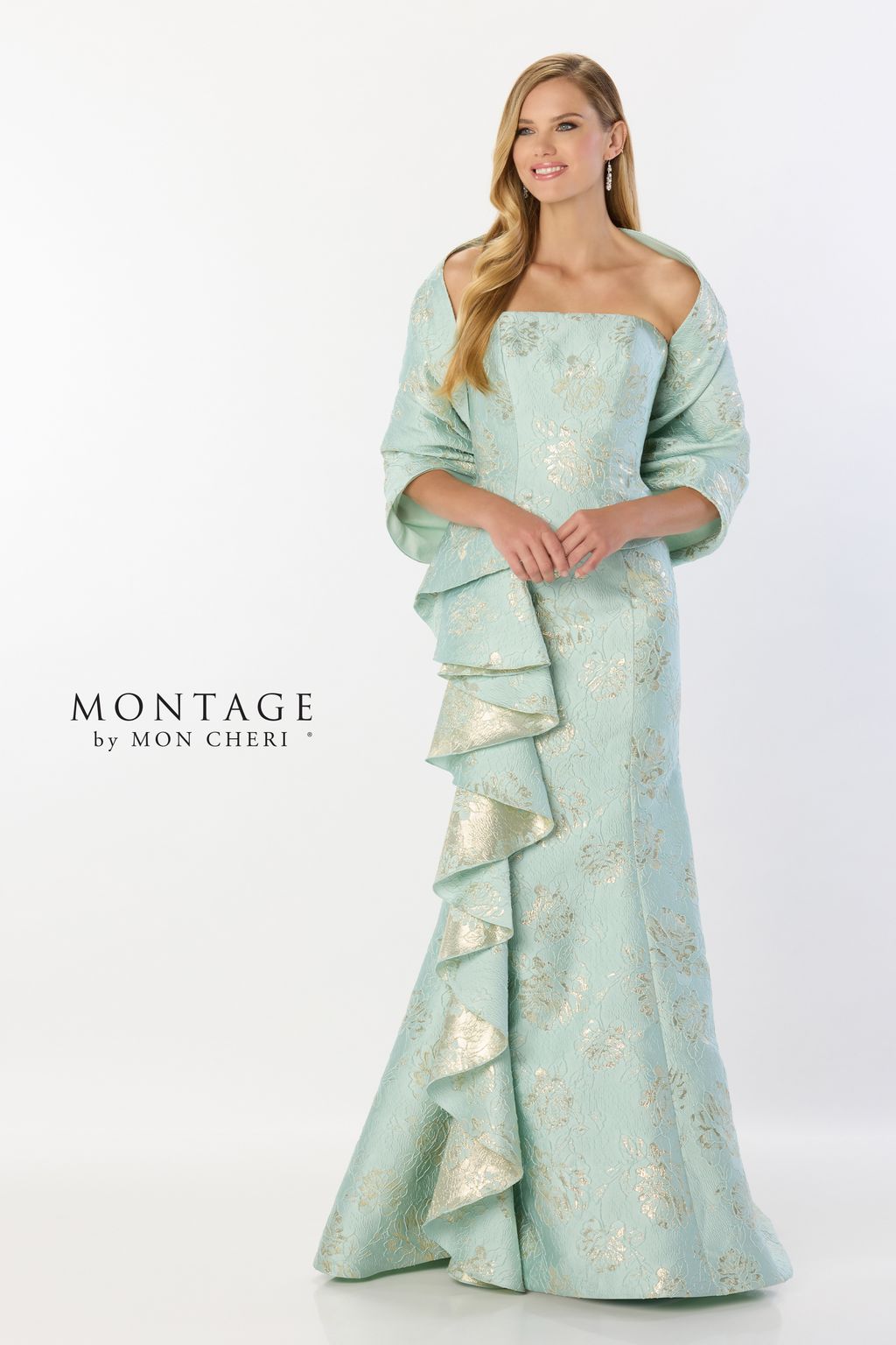 Formal Dresses Long Peplum Formal Mermaid Evening Dress Aqua Gold
