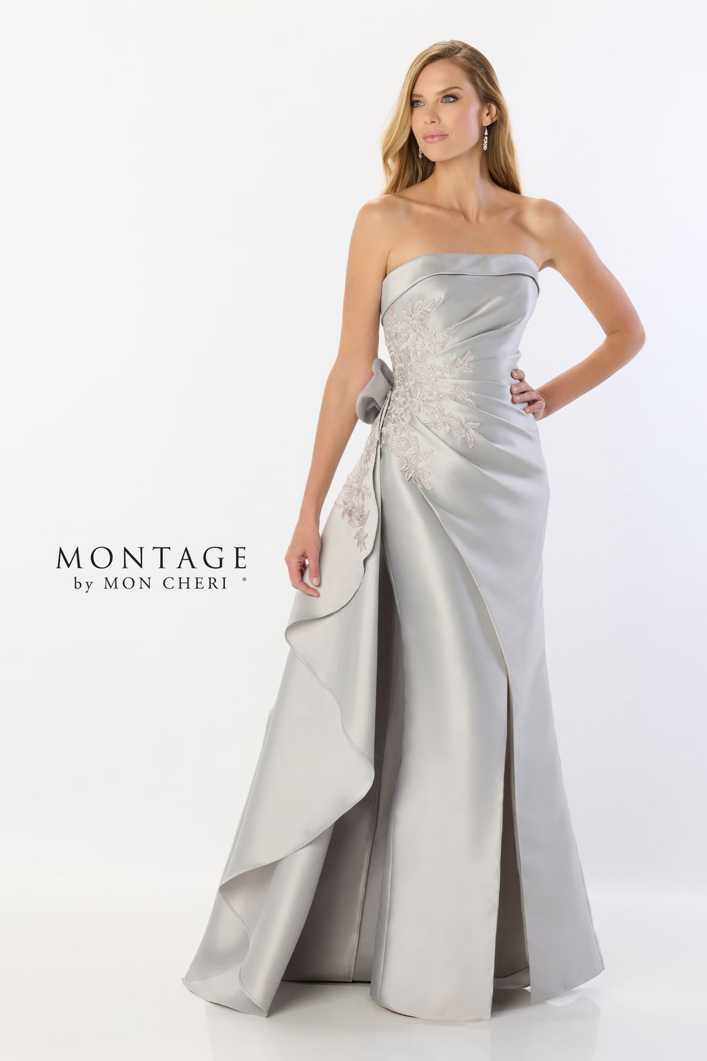 Formal Dresses Long Lace High Slit Formal Evening Dress Silver