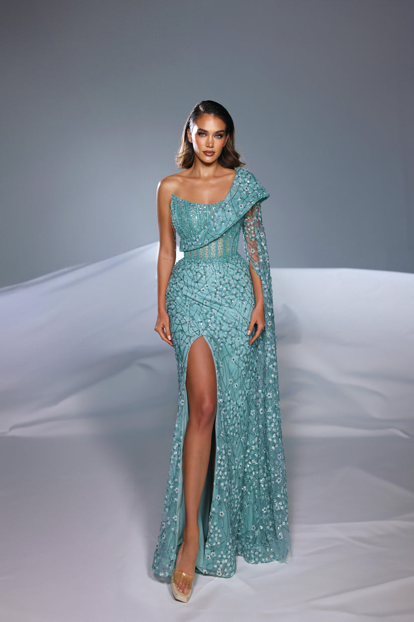 Prom Dresses High Slit Formal Prom Long Dress Light Green