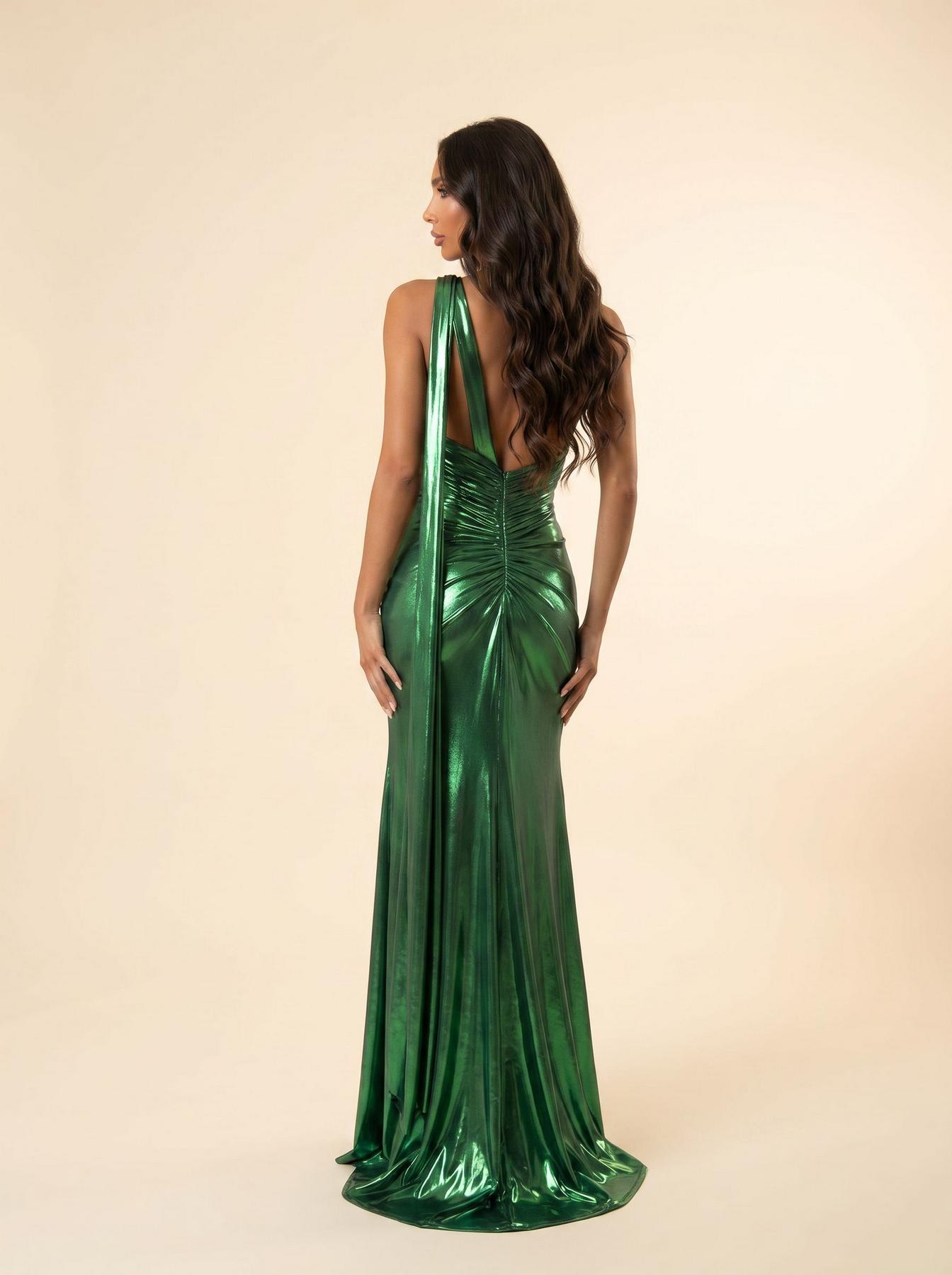 One-Shoulder Floor-Length Satin Formal Sheath/Column Modessa Couture 26701
