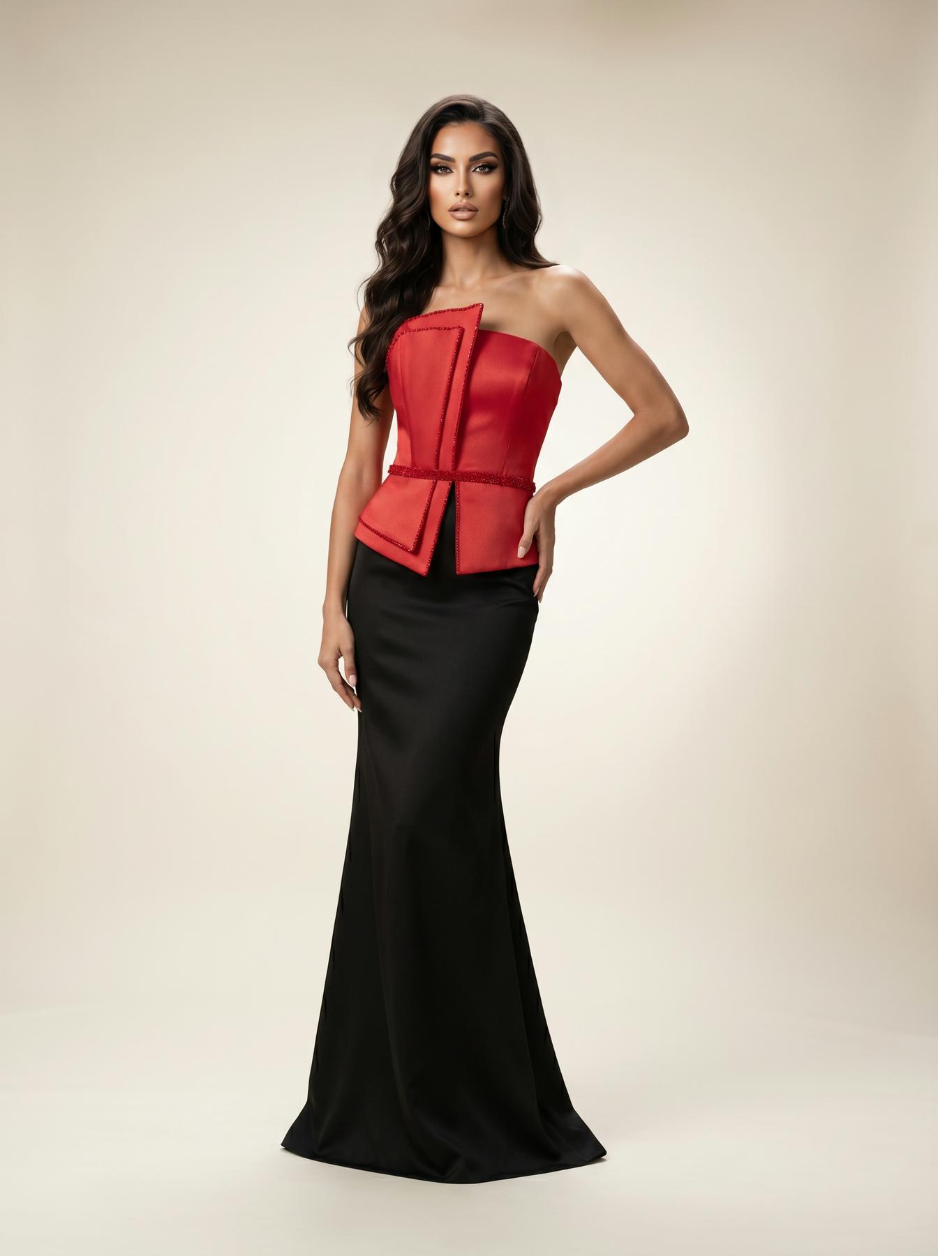 Strapless Straight Neck Floor-Length Satin Formal Mermaid Modessa Couture 26716