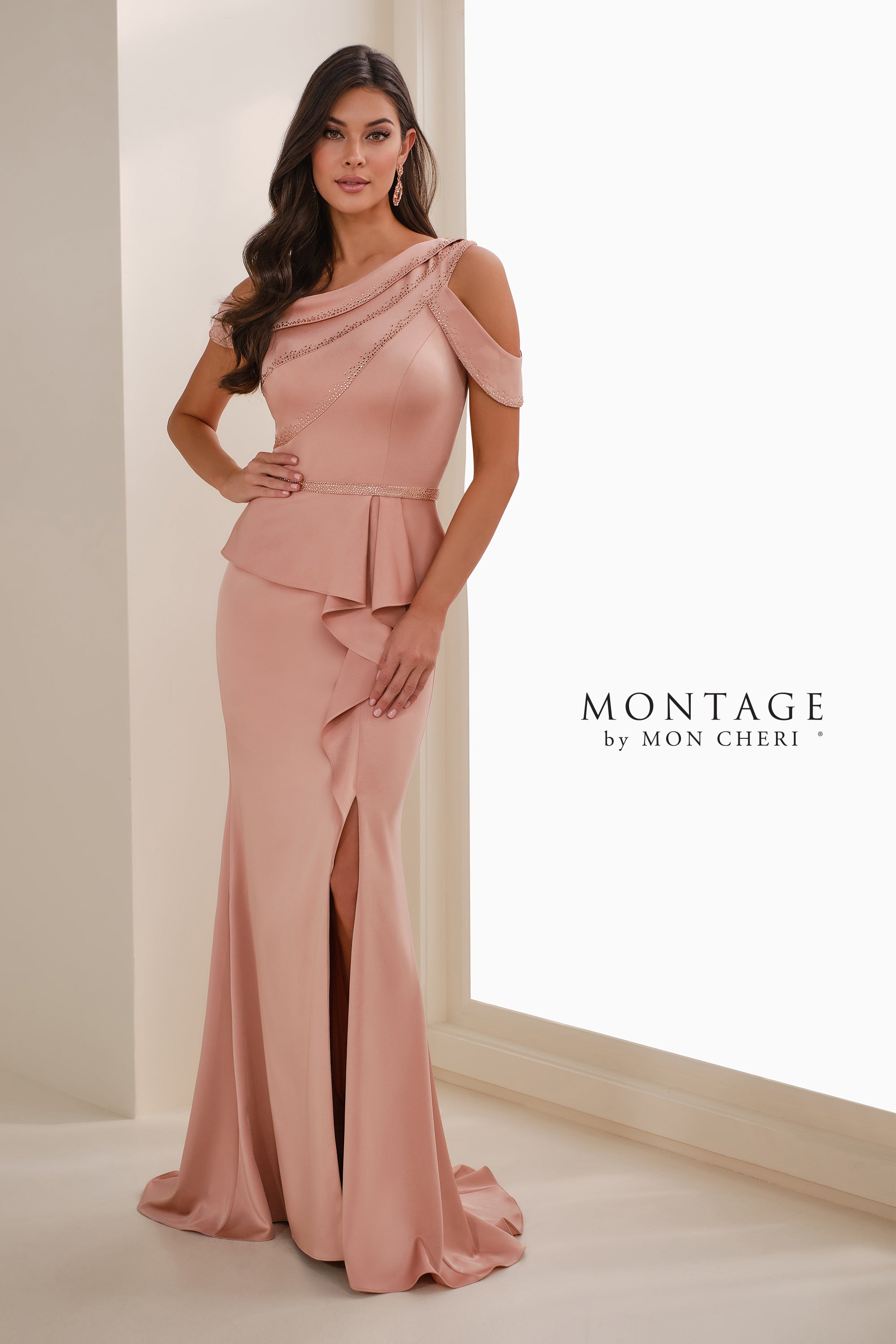 Formal Dresses Long Mermaid Peplum Formal Evening Dress Tea Rose