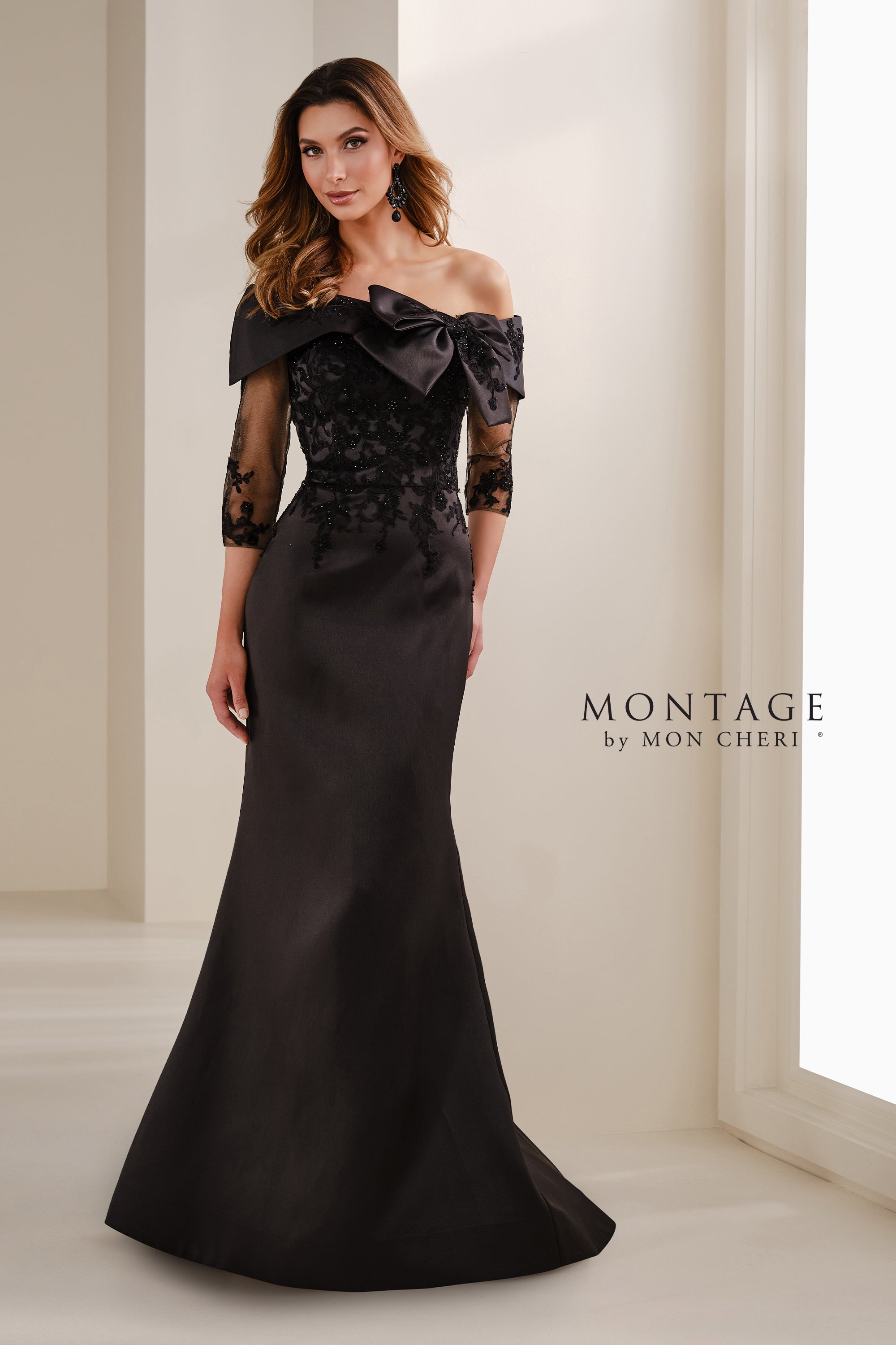 Formal Dresses Mermaid Long Formal Beaded Applique Evening Dress Black
