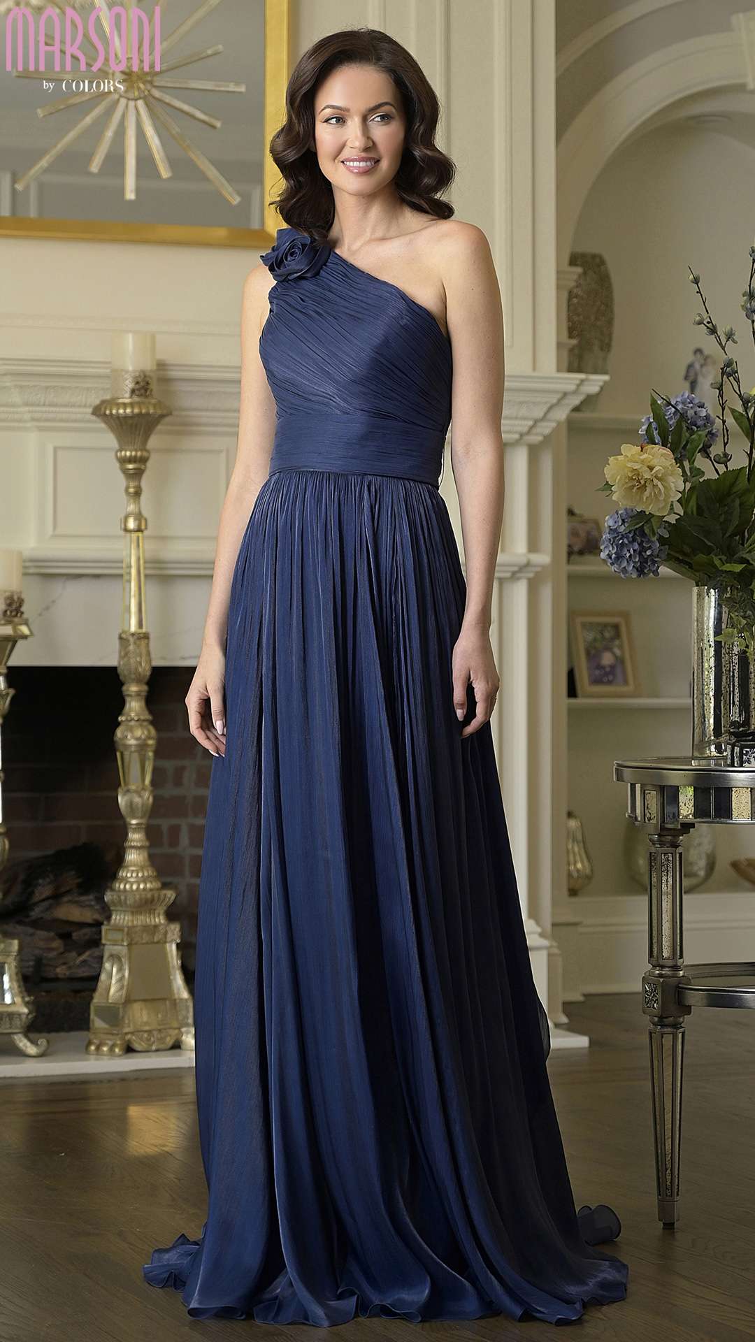 Formal Dresses Long Formal 3D Floral A Line Prom Dress Navy