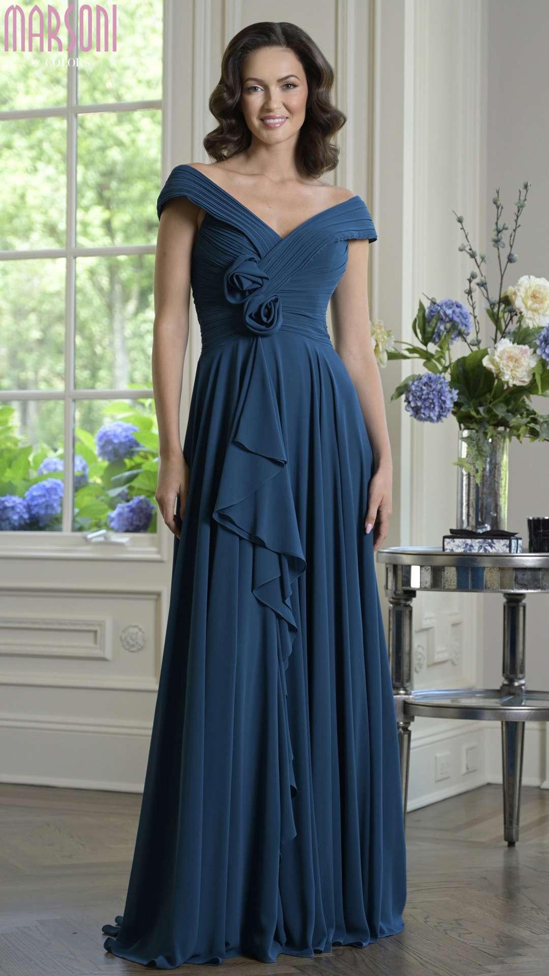 Formal Dresses Long 3D Floral Prom Ruffle Formal Dress Teal