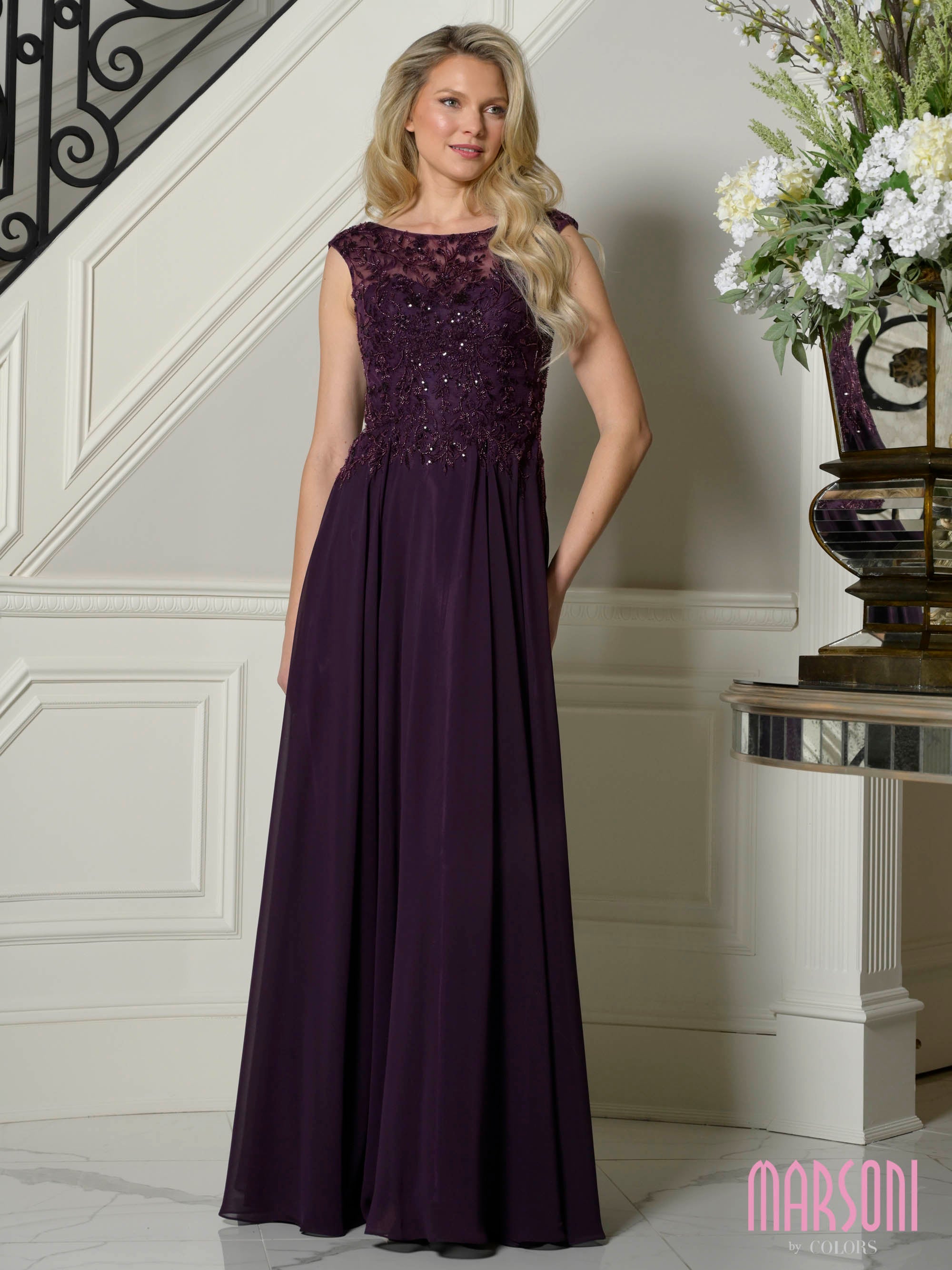 Formal Dresses Beaded Long Prom Lace A Line Formal Dress Eggplant