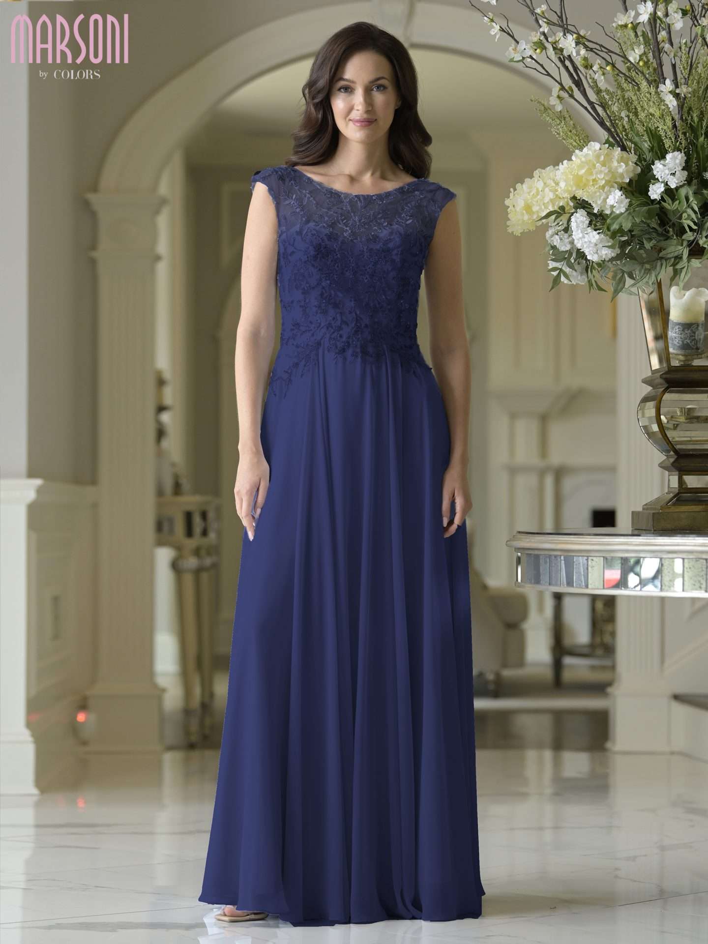 Formal Dresses Beaded Long Prom Lace A Line Formal Dress Navy