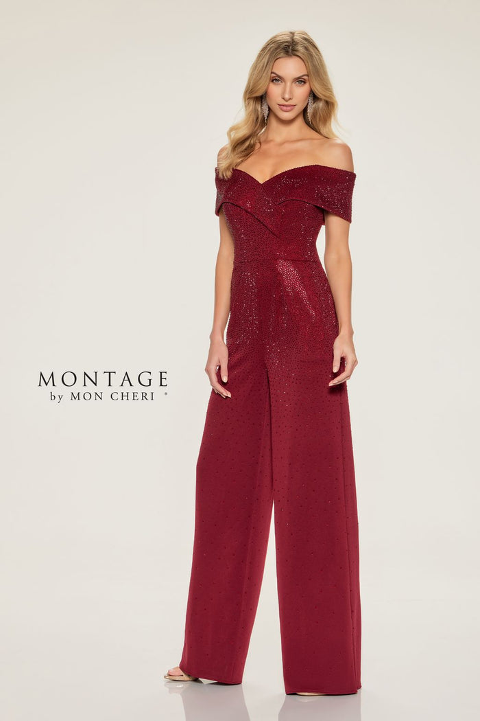 Jumpsuit Long Wide Leg Evening Formal Jumpsuit Bordeaux