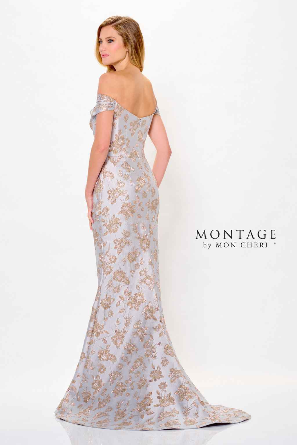 Formal Dresses Long Mermaid Formal Floral Metallic Evening Dress Misty Blue