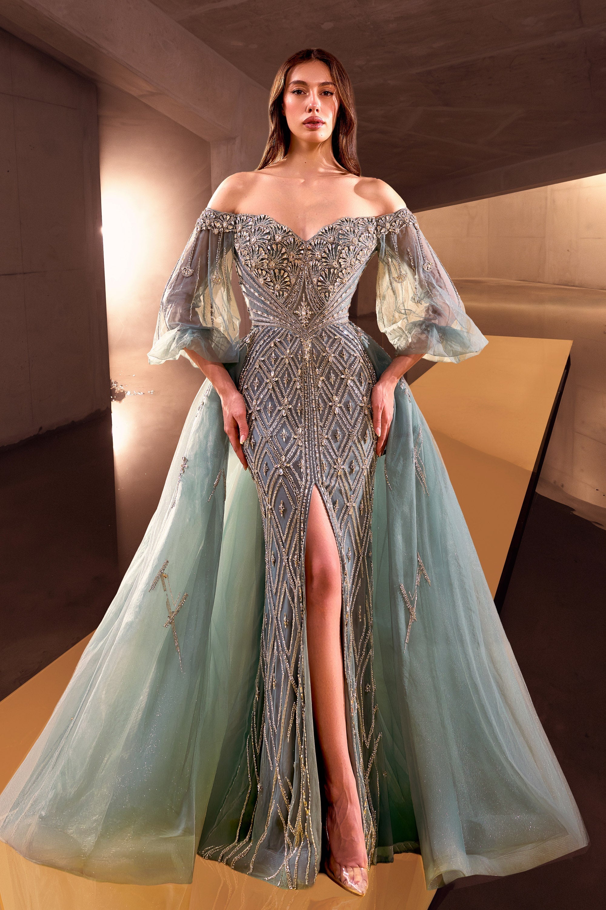 Off-the-Shoulder Floor-Length Tulle Prom Mermaid Luscious Delia LD11622 Pre Order