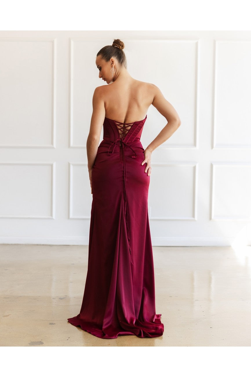 Prom Dresses Prom Fitted Long Formal Corset Evening Dress Wine