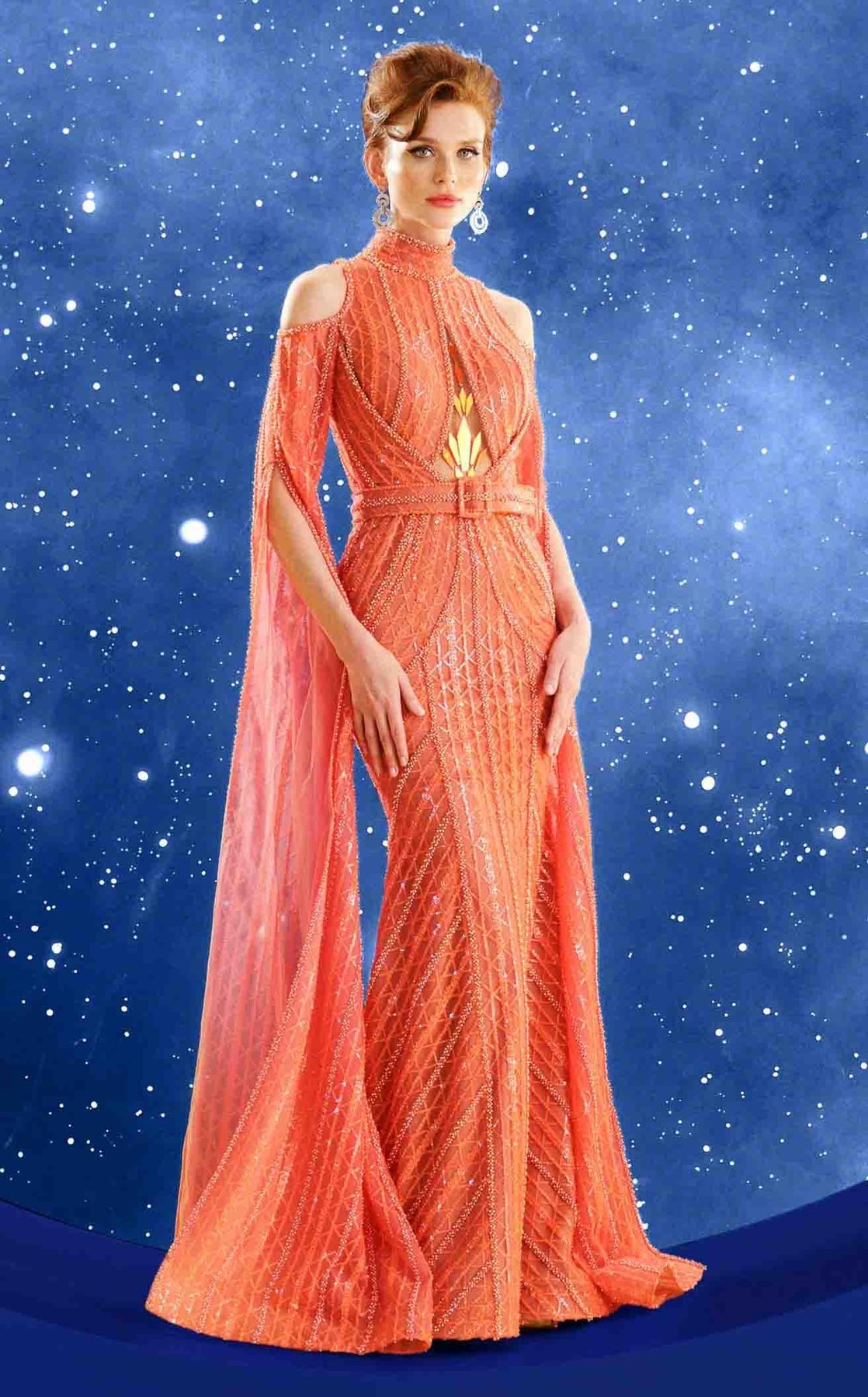 Mother of the Bride Dresses Beaded Long Formal Sequin Mother of the Bride Dress Coral