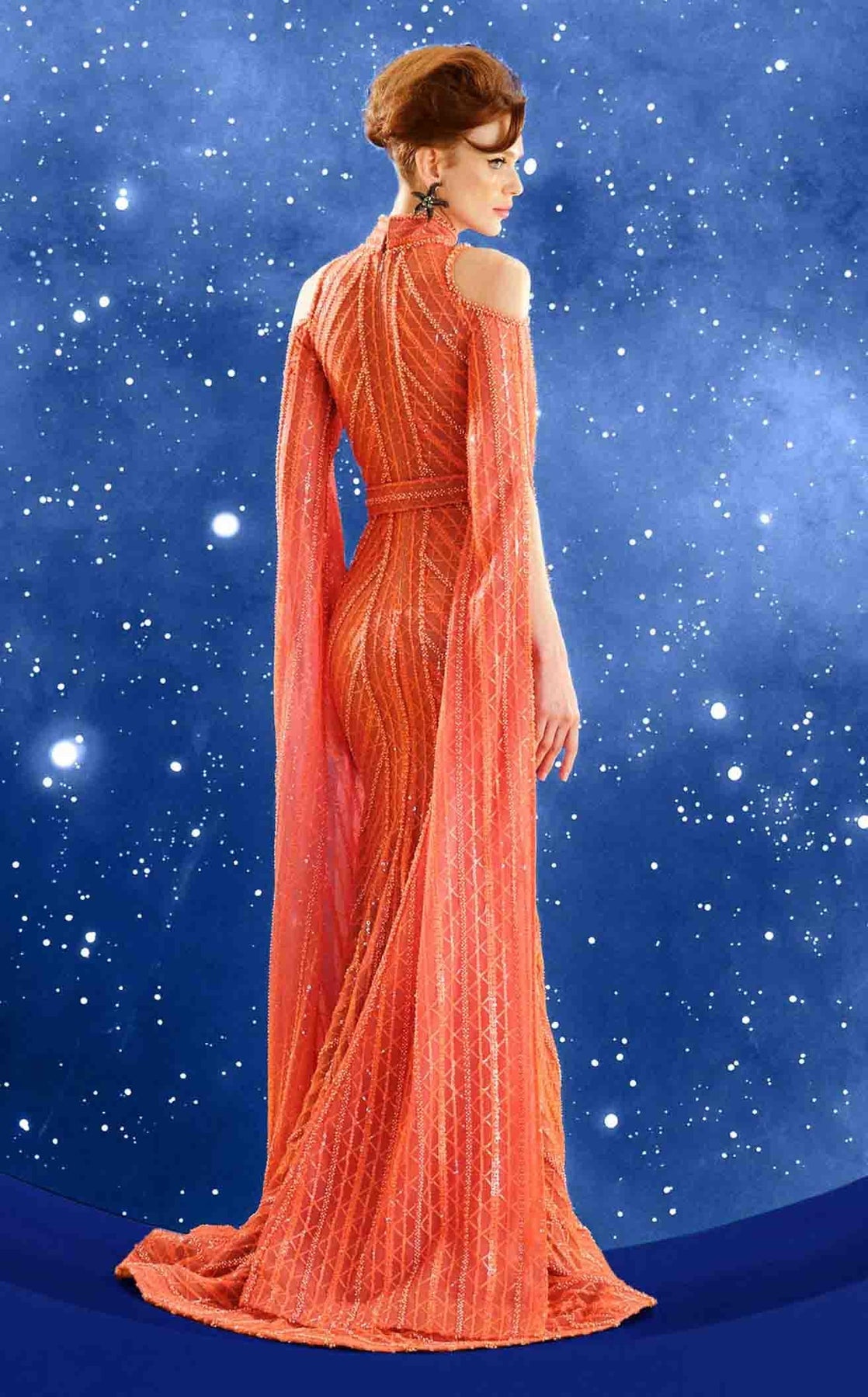 Mother of the Bride Dresses Beaded Long Formal Sequin Mother of the Bride Dress Coral