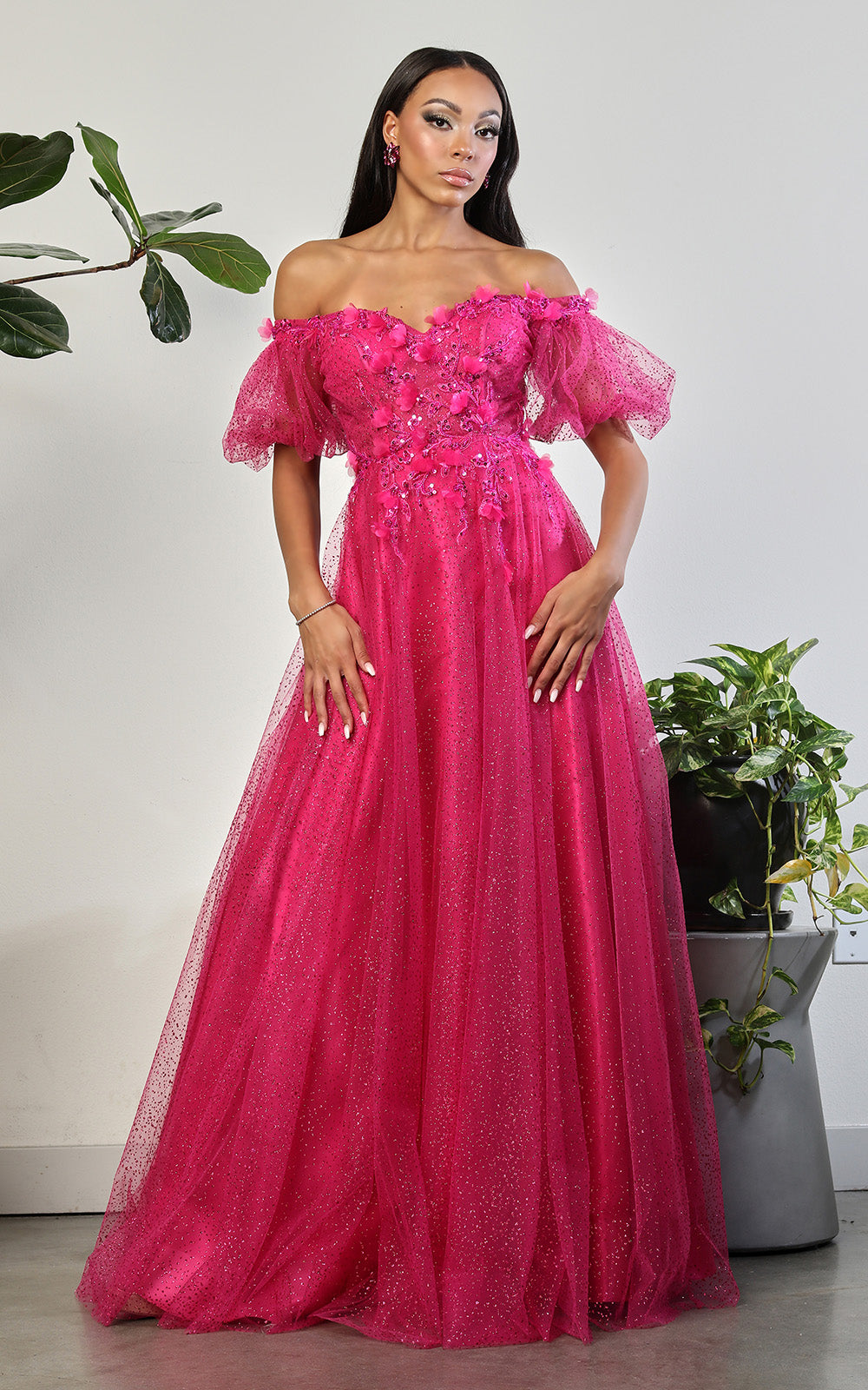 Off-the-Shoulder Floor-Length Tulle Prom A-Line May Queen 2033
