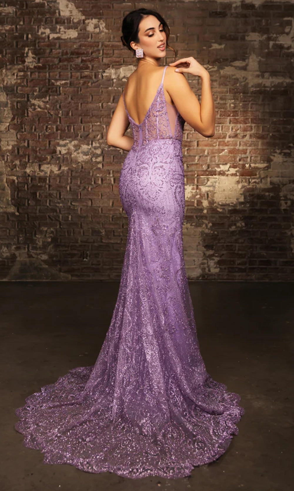 V-Neck Floor-Length Sequin Occasion Mermaid May Queen 2166