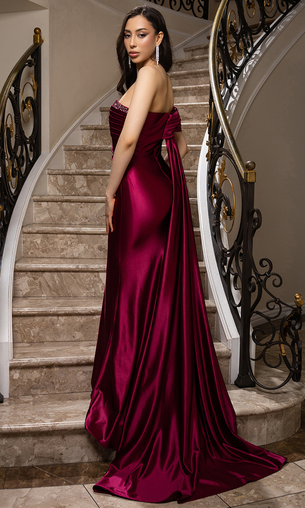 Sweetheart Floor-Length with Train Satin Prom Sheath/Column May Queen 2175