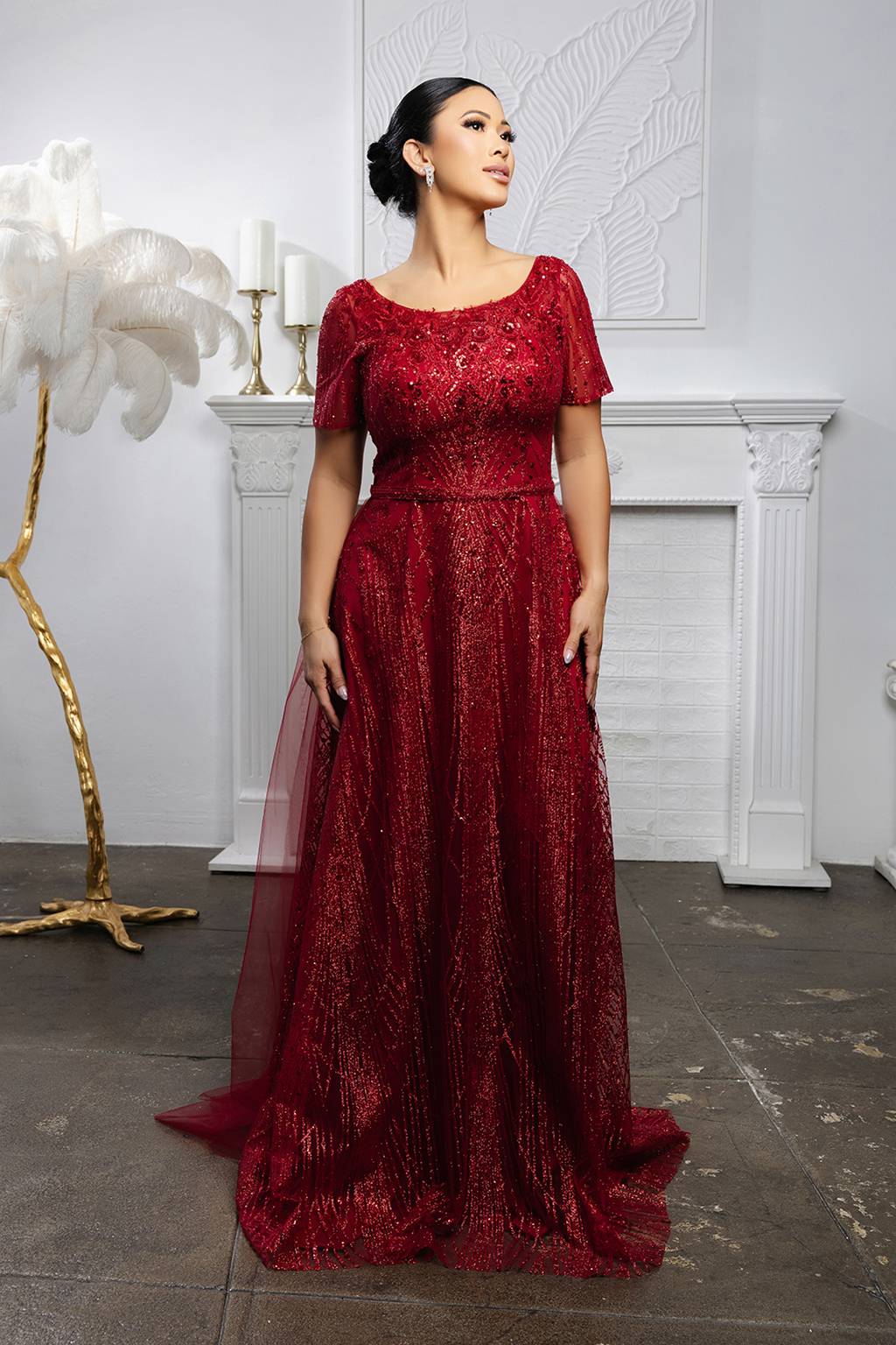 Scoop Floor-Length Tulle Formal A-Line May Queen MQ2185
