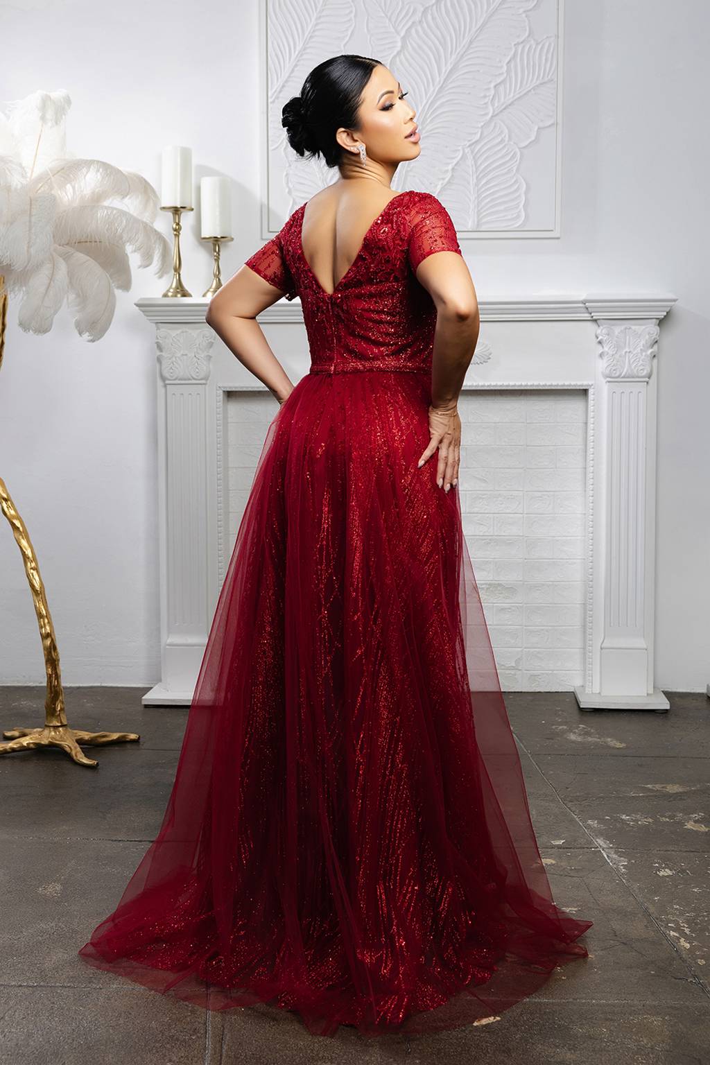 Scoop Floor-Length Tulle Formal A-Line May Queen MQ2185