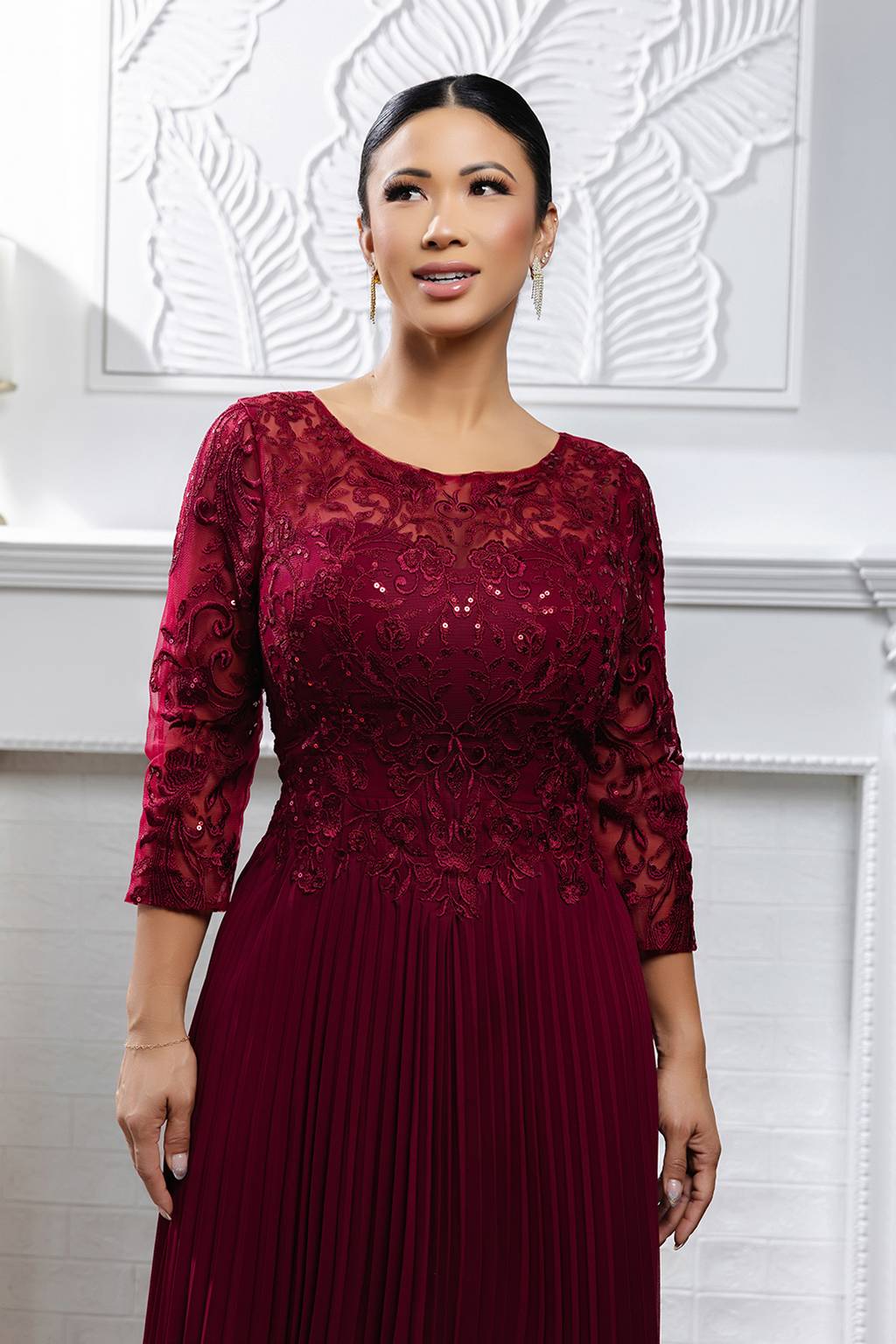 Jewel Midi Lace Mother of the Bride A-Line May Queen MQ2189
