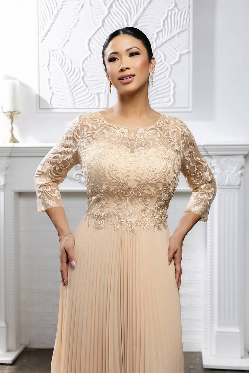 Jewel Midi Lace Mother of the Bride A-Line May Queen MQ2189