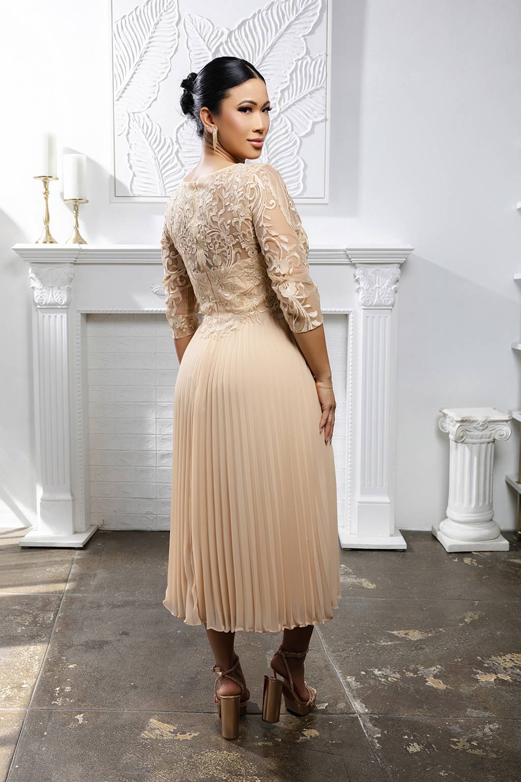 Jewel Midi Lace Mother of the Bride A-Line May Queen MQ2189