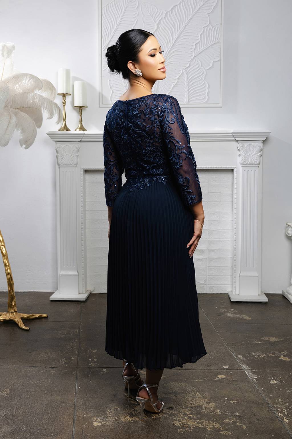 Jewel Midi Lace Mother of the Bride A-Line May Queen MQ2189