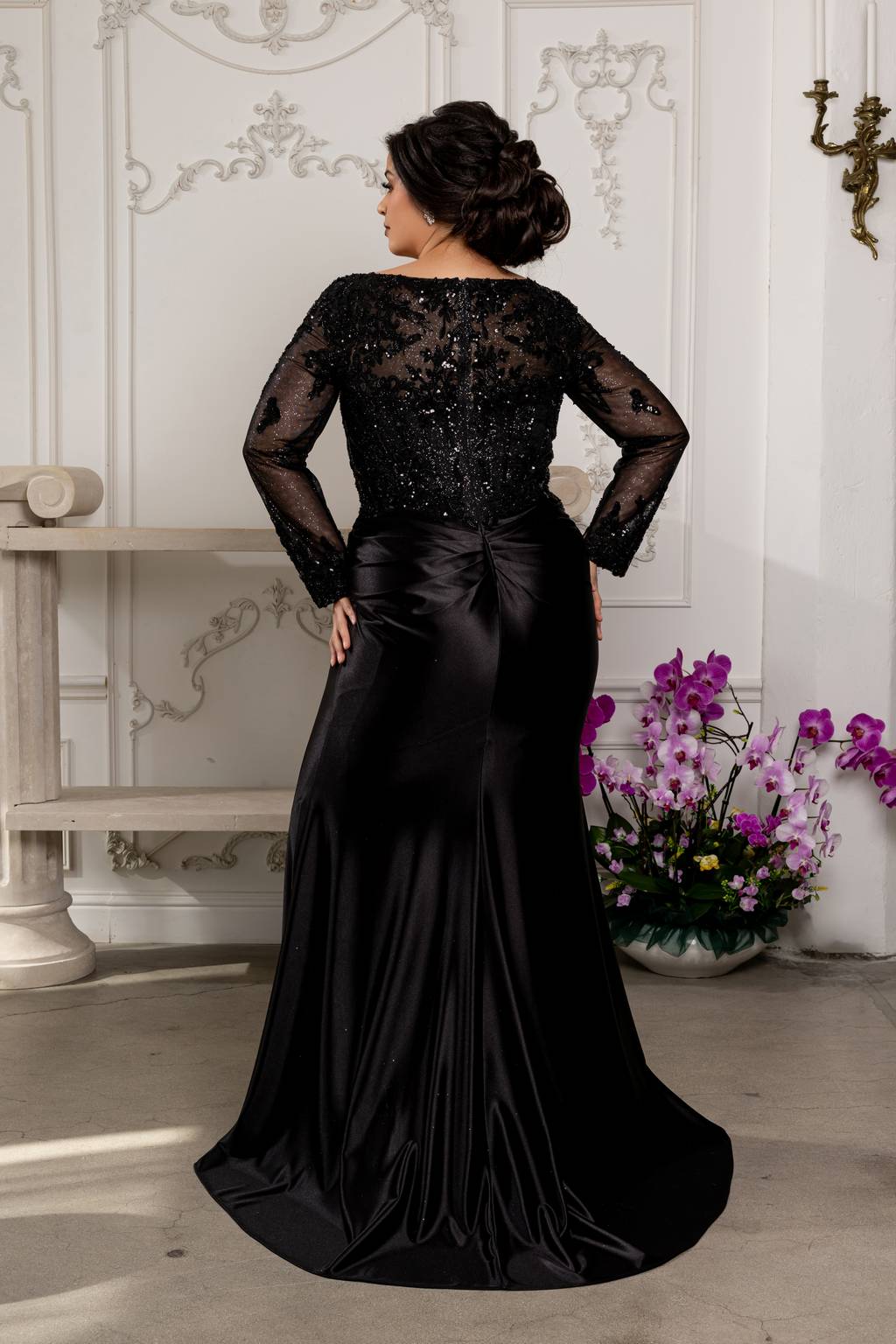 V-Neck Floor-Length Satin Evening Gown Mermaid May Queen 2204
