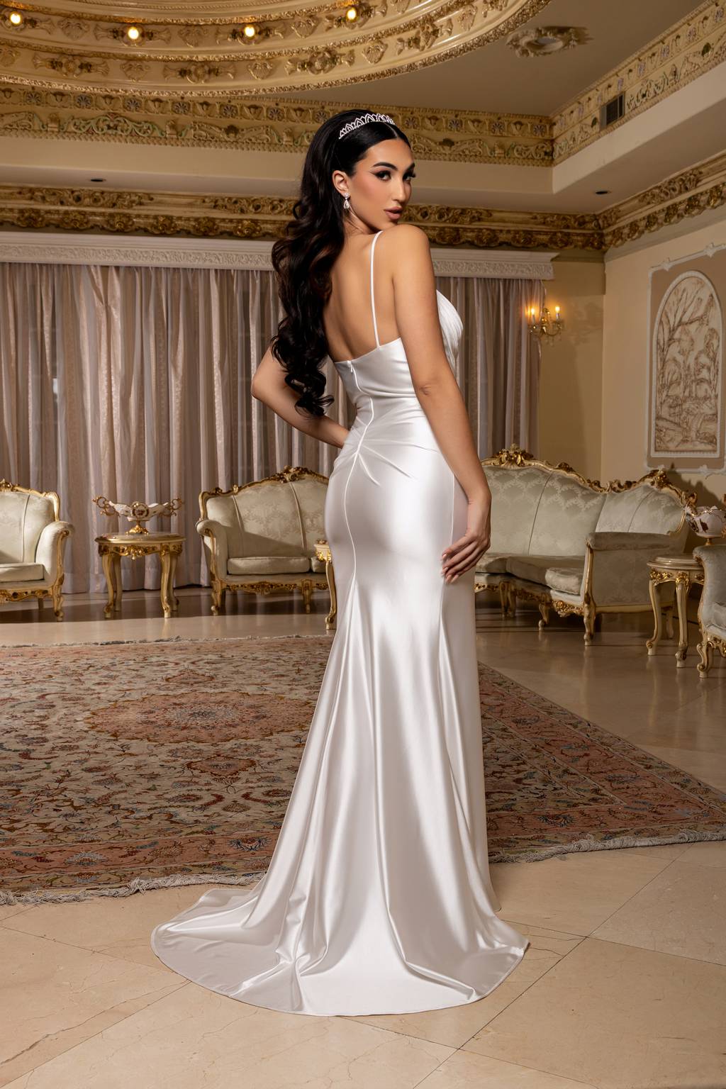 Sweetheart Floor-Length Satin Prom Sheath Column May Queen 2205