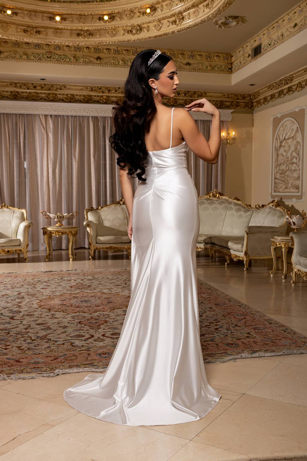 Sweetheart Floor-Length Satin Prom Sheath Column May Queen 2205