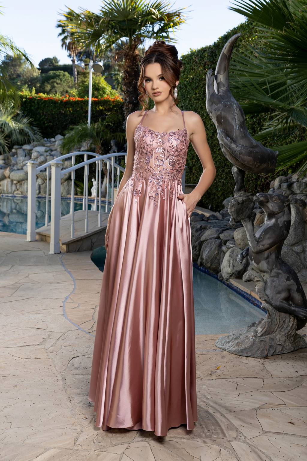 Sweetheart Floor-Length Satin Prom A-Line May Queen MQ2217