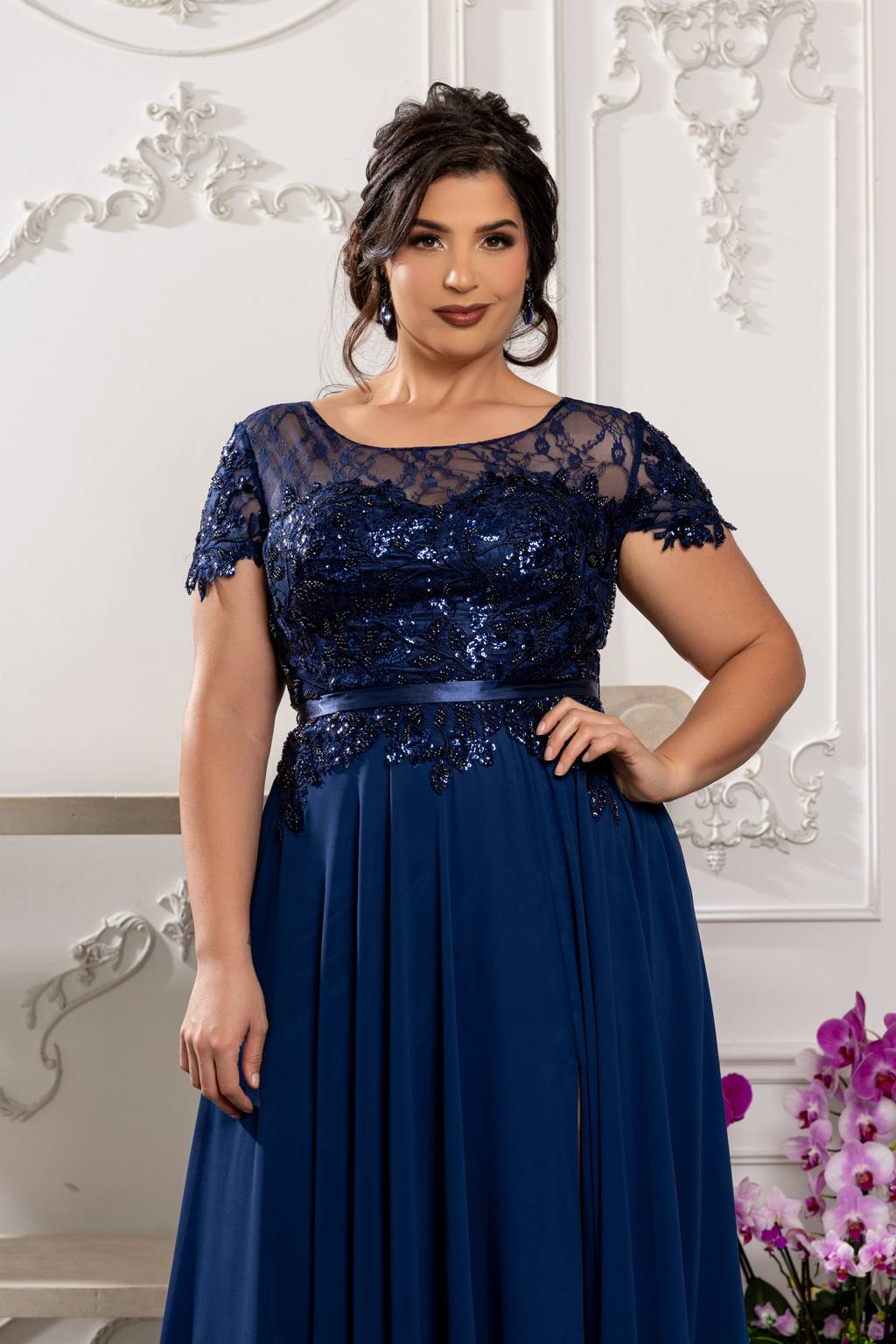 Illusion Floor-Length Chiffon Evening Gown A-Line May Queen 2223