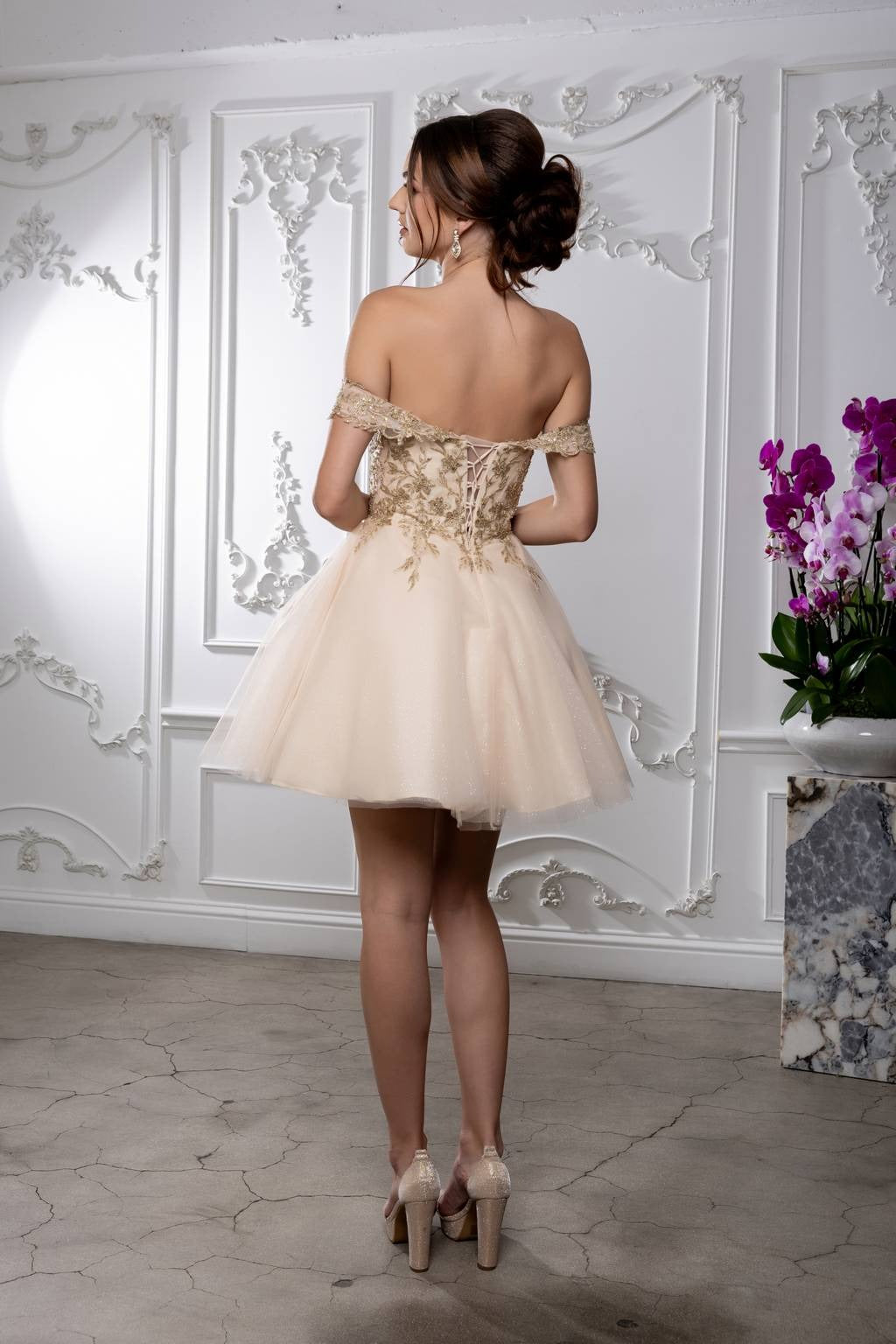 Off-the-Shoulder Mini/Short Tulle Cocktail A-Line May Queen MQ2224