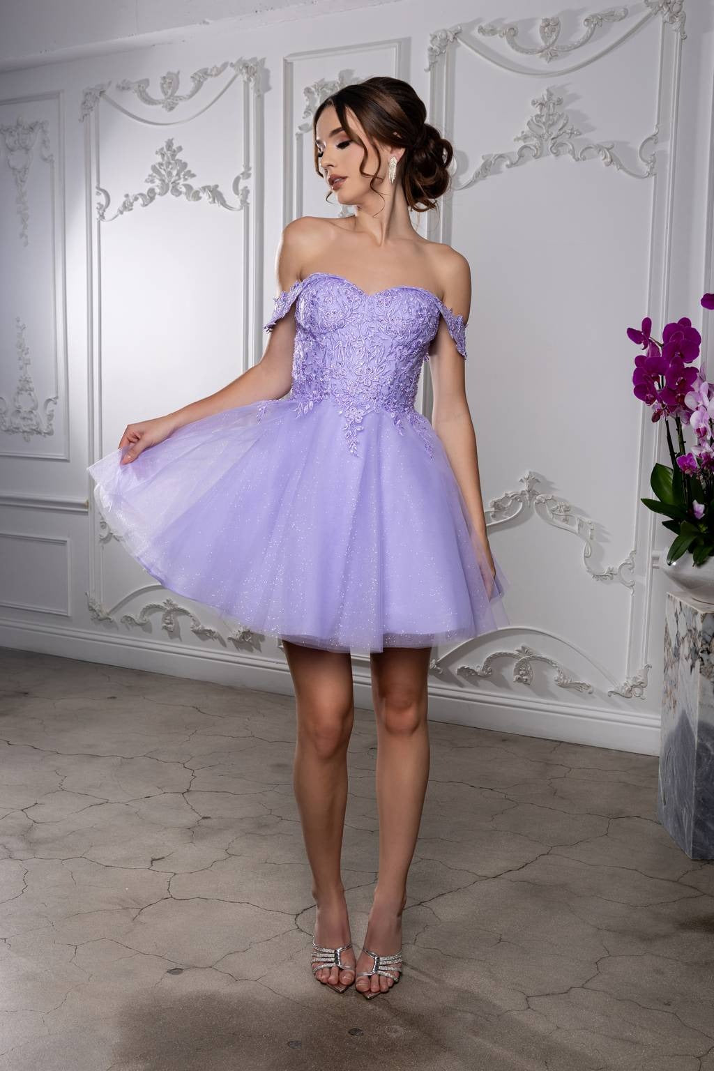Off-the-Shoulder Mini/Short Tulle Cocktail A-Line May Queen MQ2224