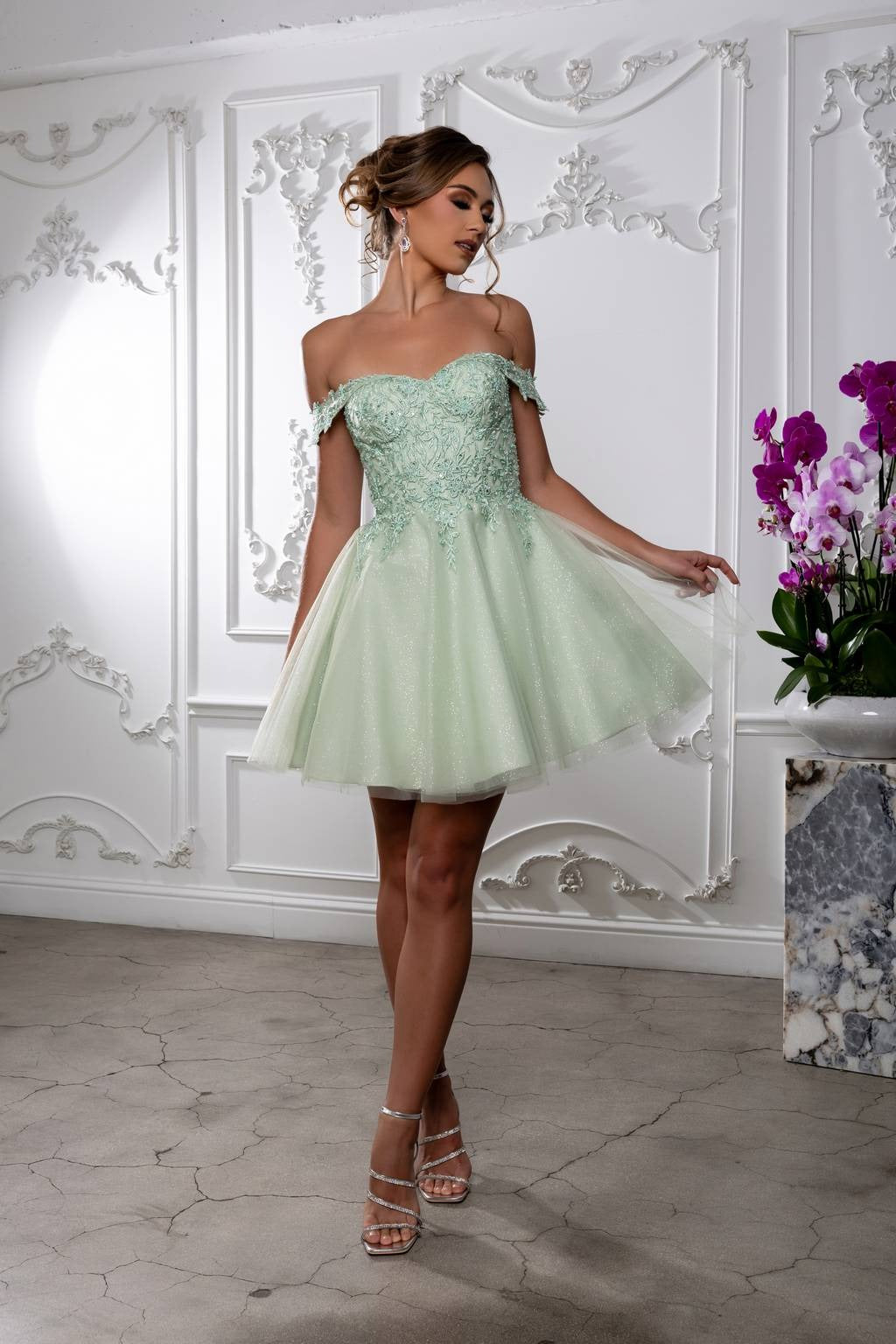 Off-the-Shoulder Mini/Short Tulle Cocktail A-Line May Queen MQ2224