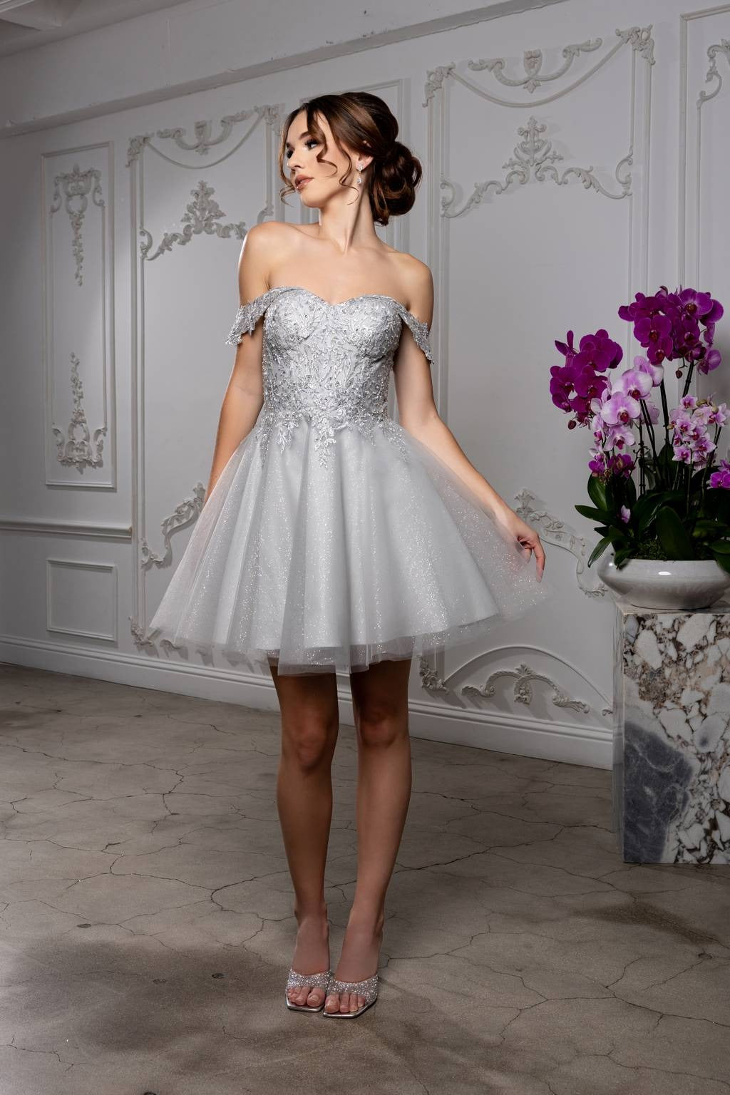 Off-the-Shoulder Mini/Short Tulle Cocktail A-Line May Queen MQ2224