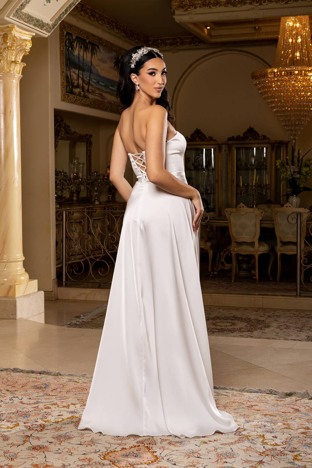 Square Floor-Length Satin Prom A-Line May Queen 2242