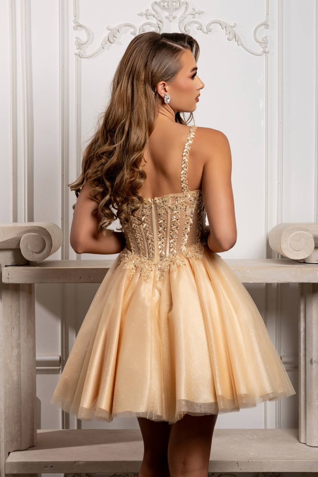 V-Neck Mini Short Tulle Cocktail A-Line May Queen MQ2231