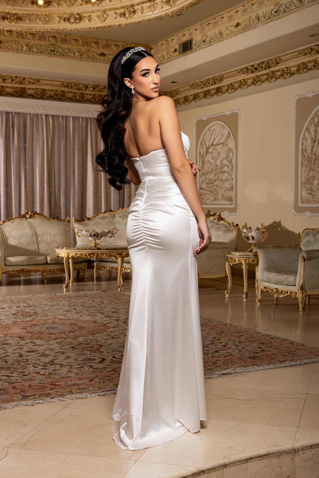 Sweetheart Floor-Length Satin Prom Sheath/Column May Queen 2238