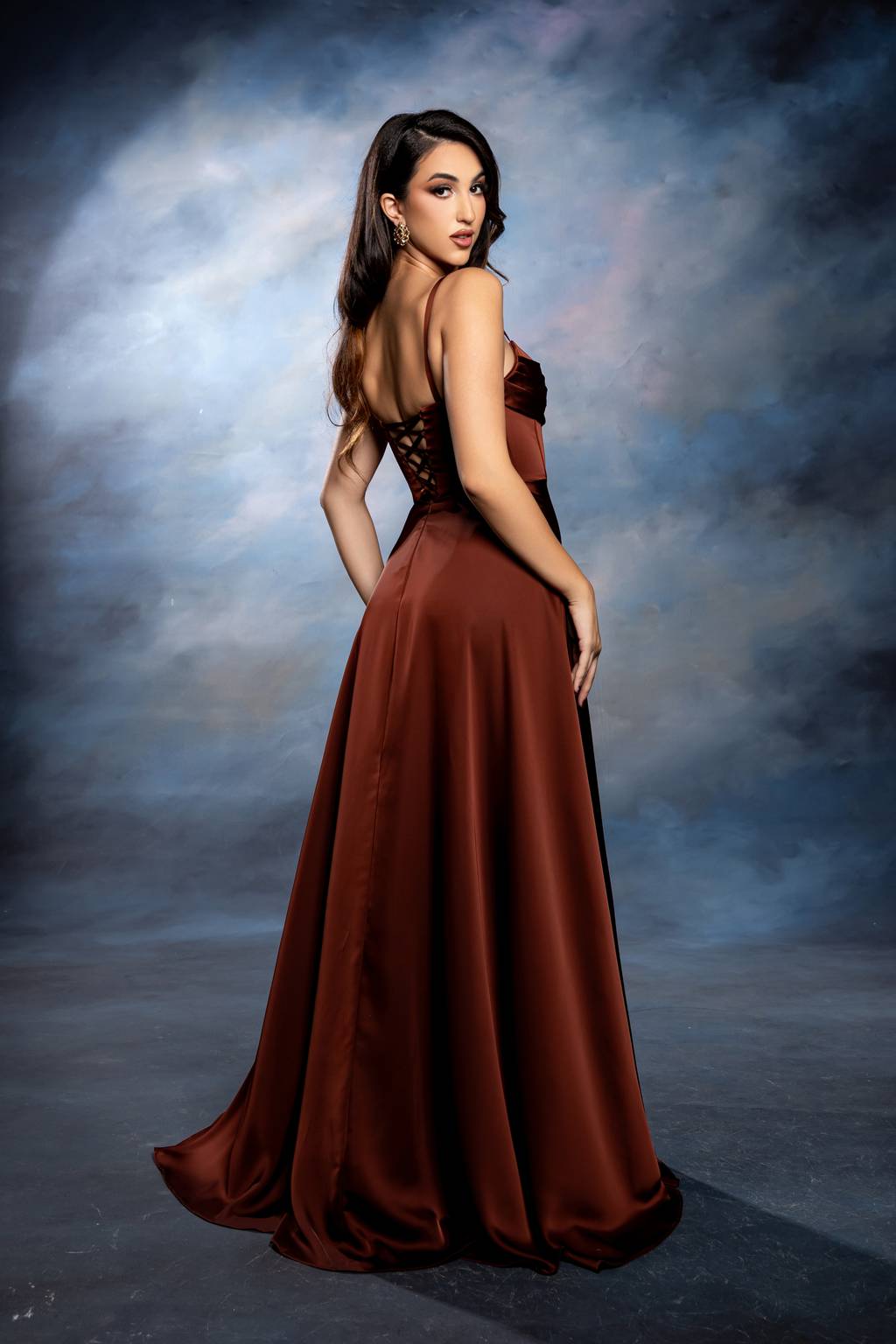 Square Floor-Length Satin Prom A-Line May Queen 2242