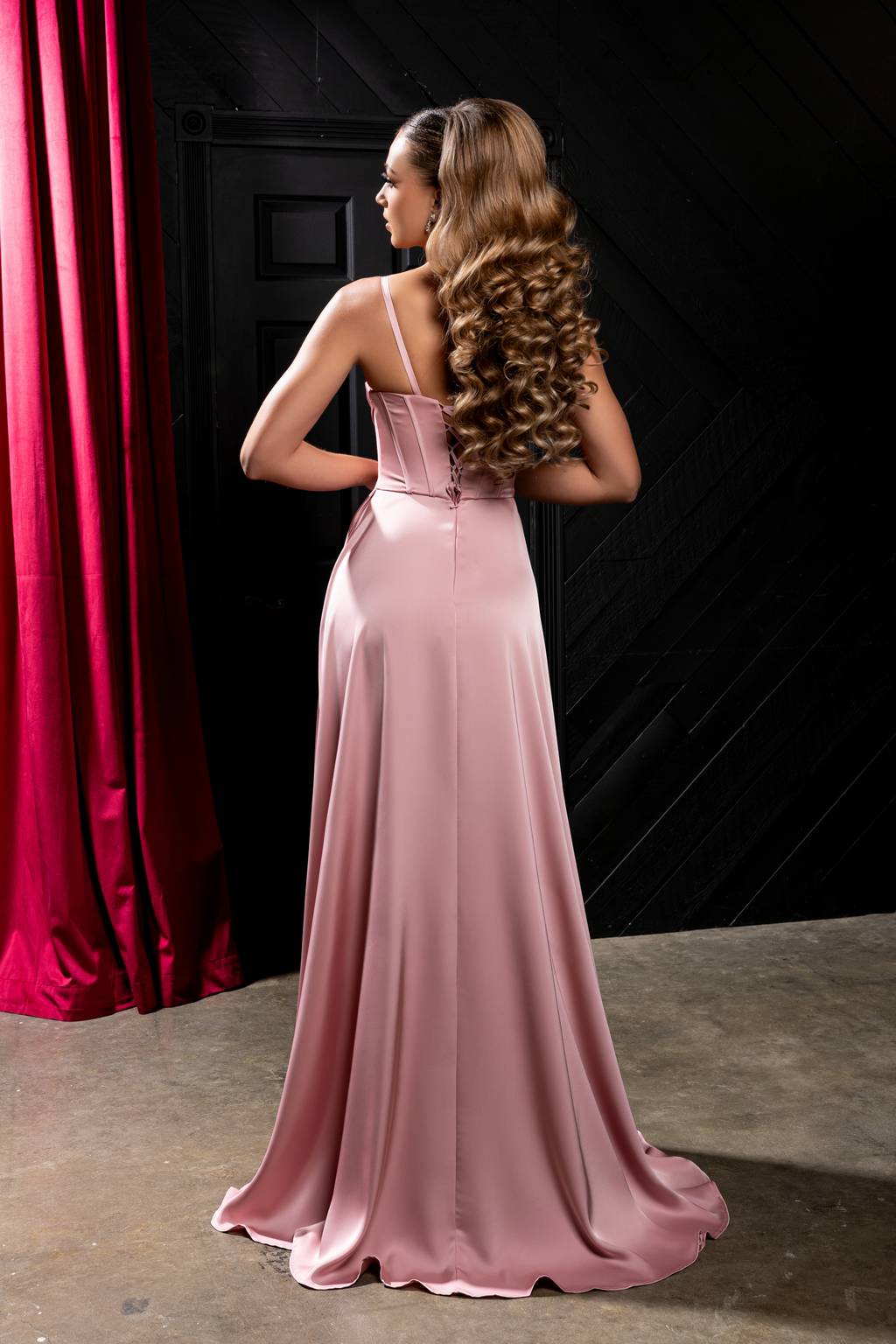 Square Floor-Length Satin Prom A-Line May Queen 2242