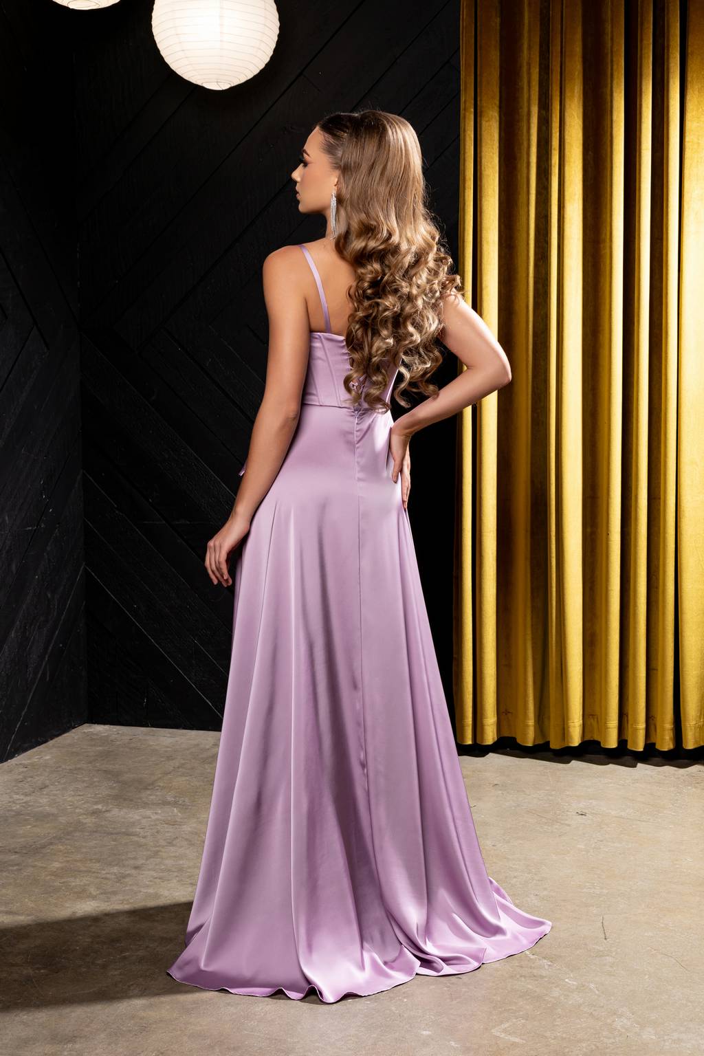 Square Floor-Length Satin Prom A-Line May Queen 2242
