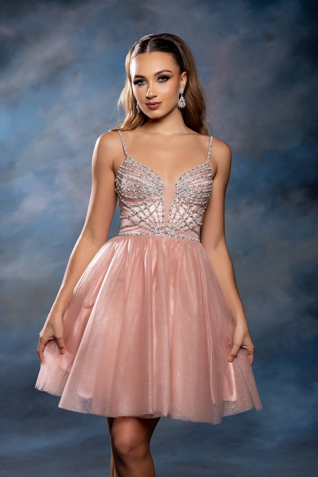 V-Neck Mini Short Tulle Cocktail A-Line May Queen MQ2243