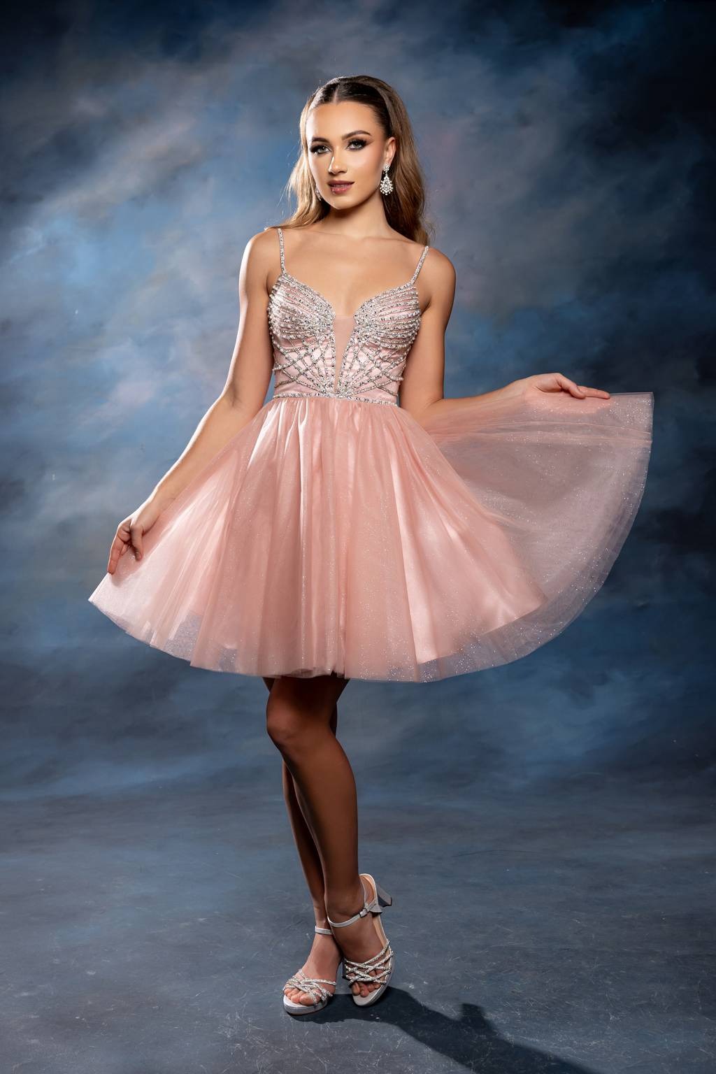 V-Neck Mini Short Tulle Cocktail A-Line May Queen MQ2243