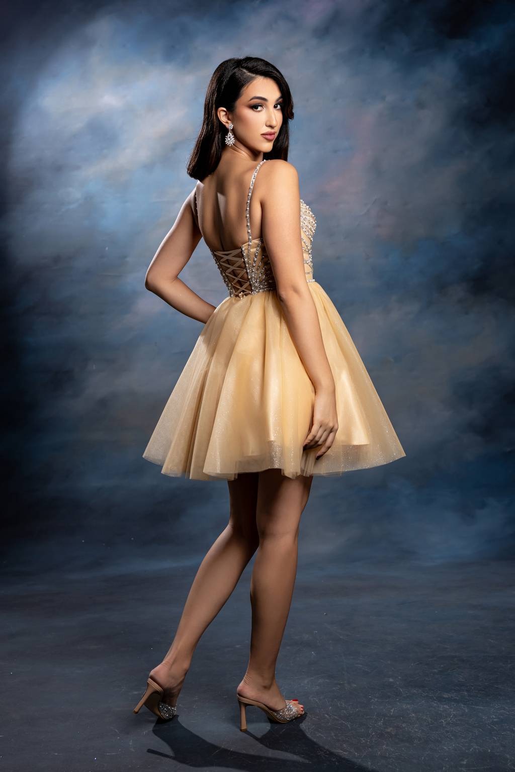 V-Neck Mini Short Tulle Cocktail A-Line May Queen MQ2243