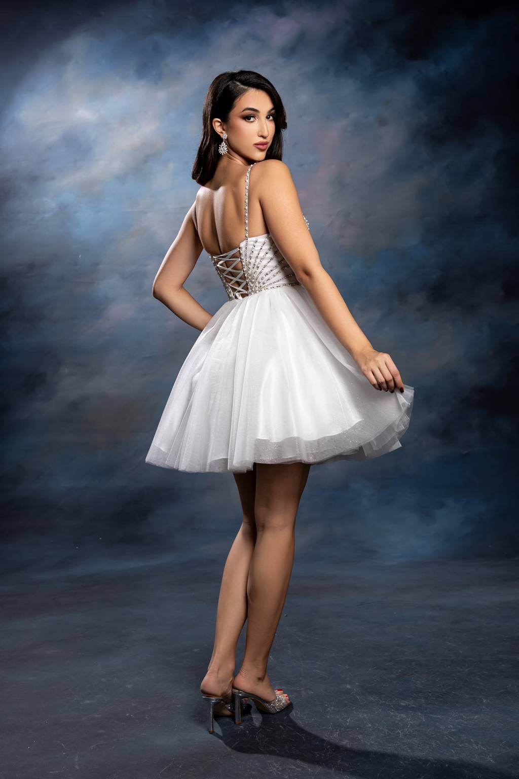 V-Neck Mini Short Tulle Cocktail A-Line May Queen MQ2243