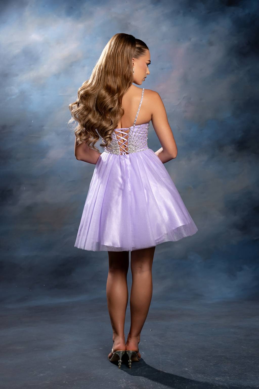 V-Neck Mini Short Tulle Cocktail A-Line May Queen MQ2243